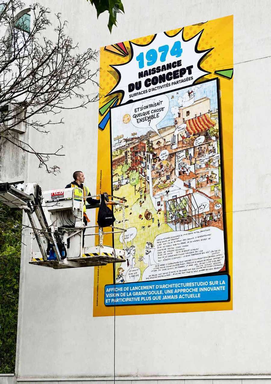 Exposition de la démarche au pied des immeubles, Grand’Goule, Poitiers