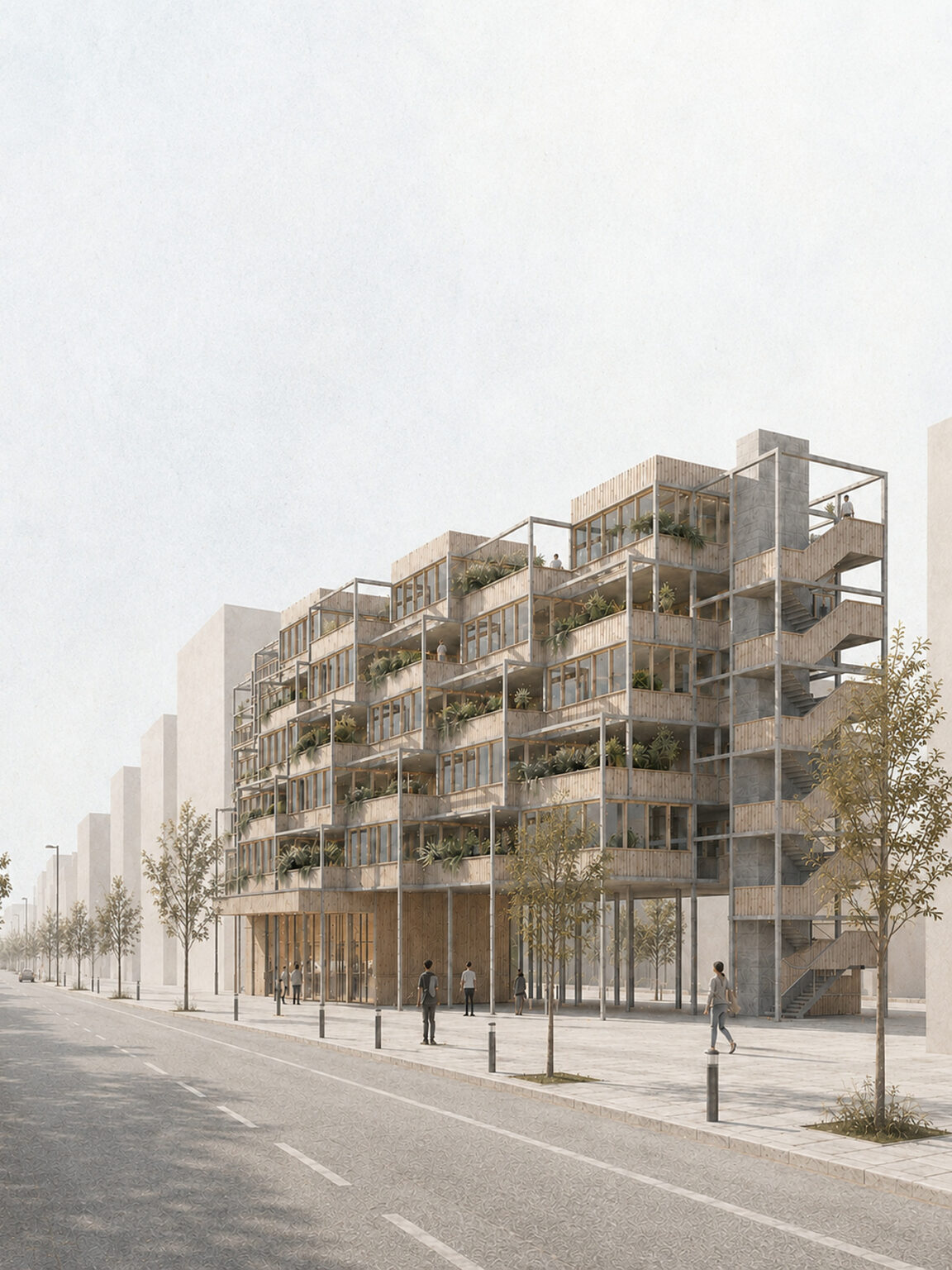 La cité coopérative à Marseille, ossature béton et remplissages en mélèze