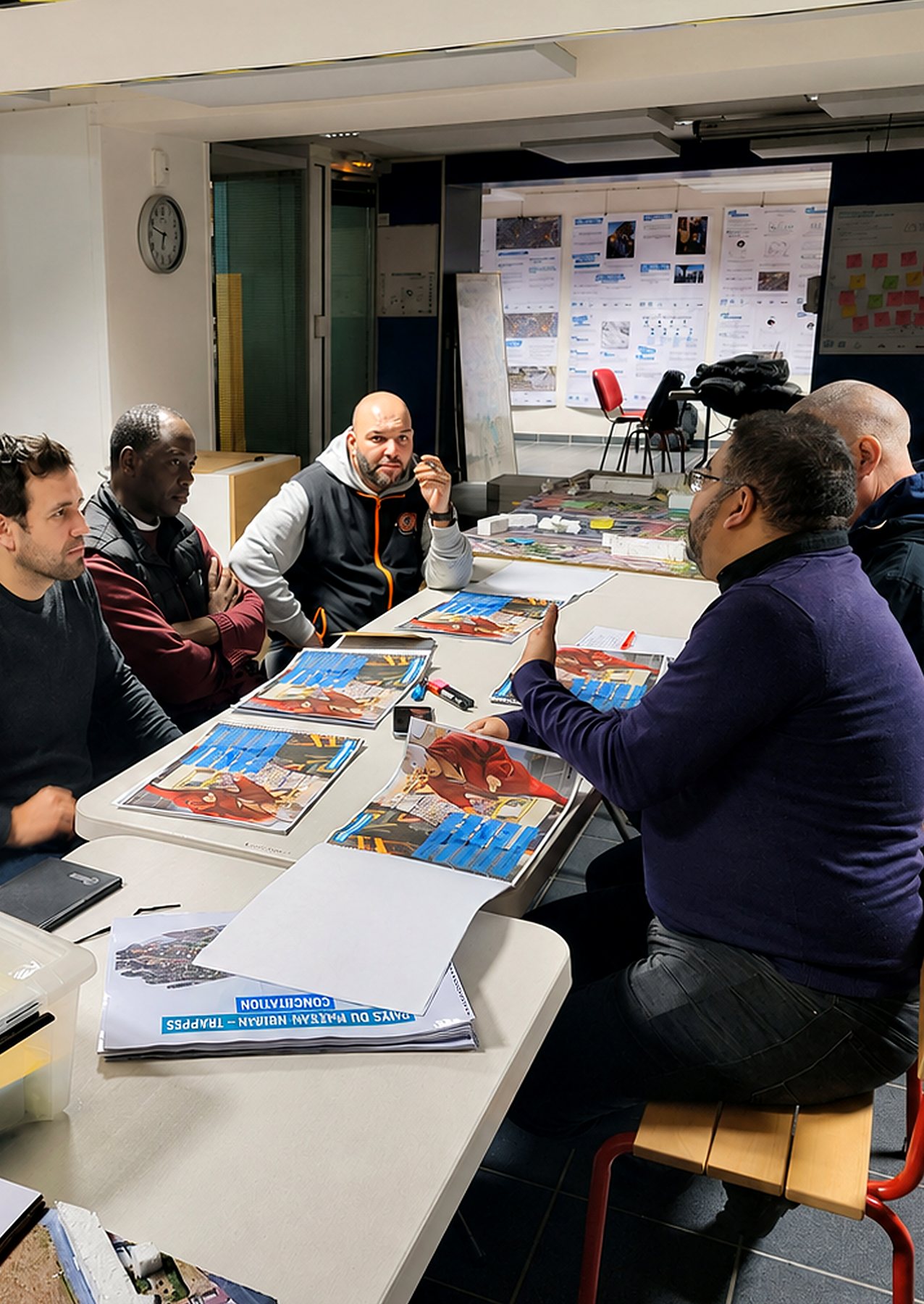 Atelier avec les habitants dans la salle commune, Grand’Goule