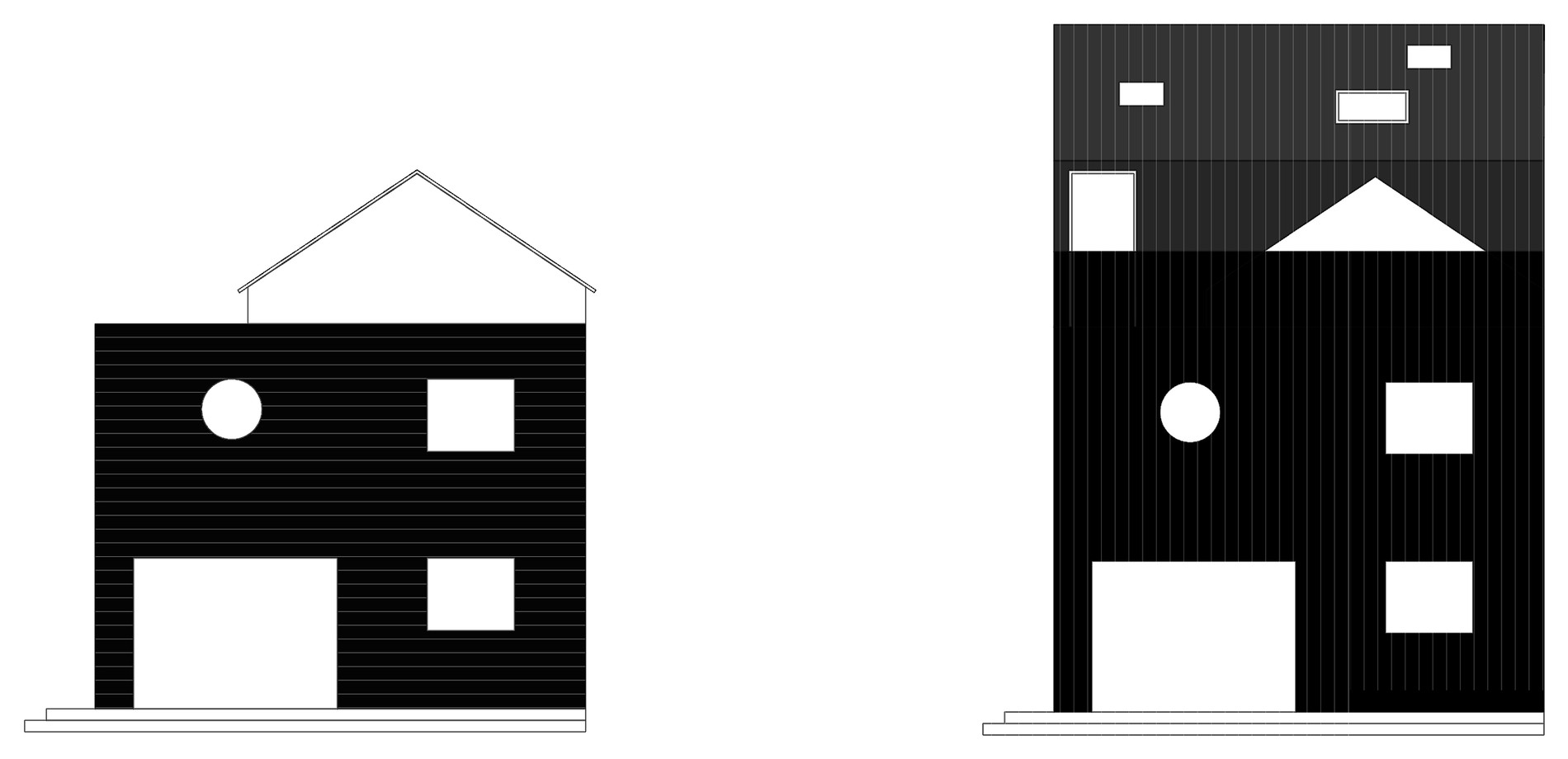 Élévations : le pavillon existant et le projet
