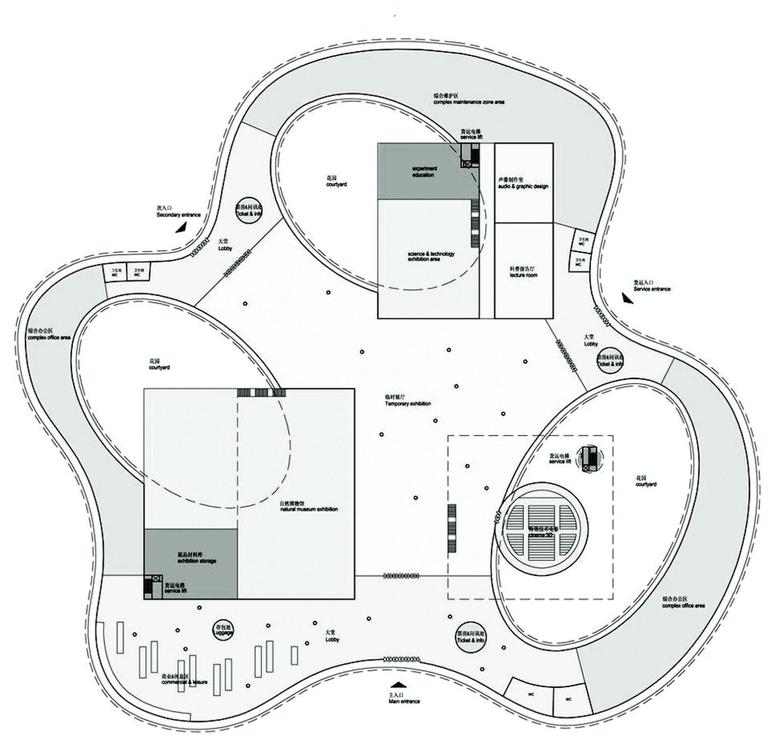 Plan du niveau bas du musée du paysage