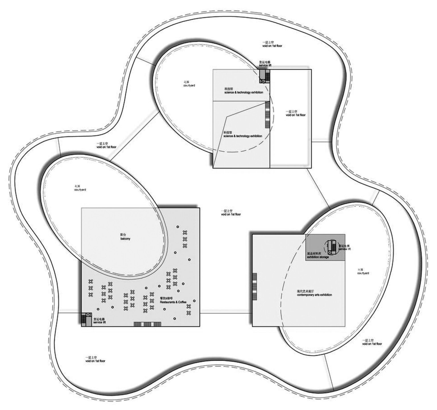Plan du niveau haut du musée du paysage