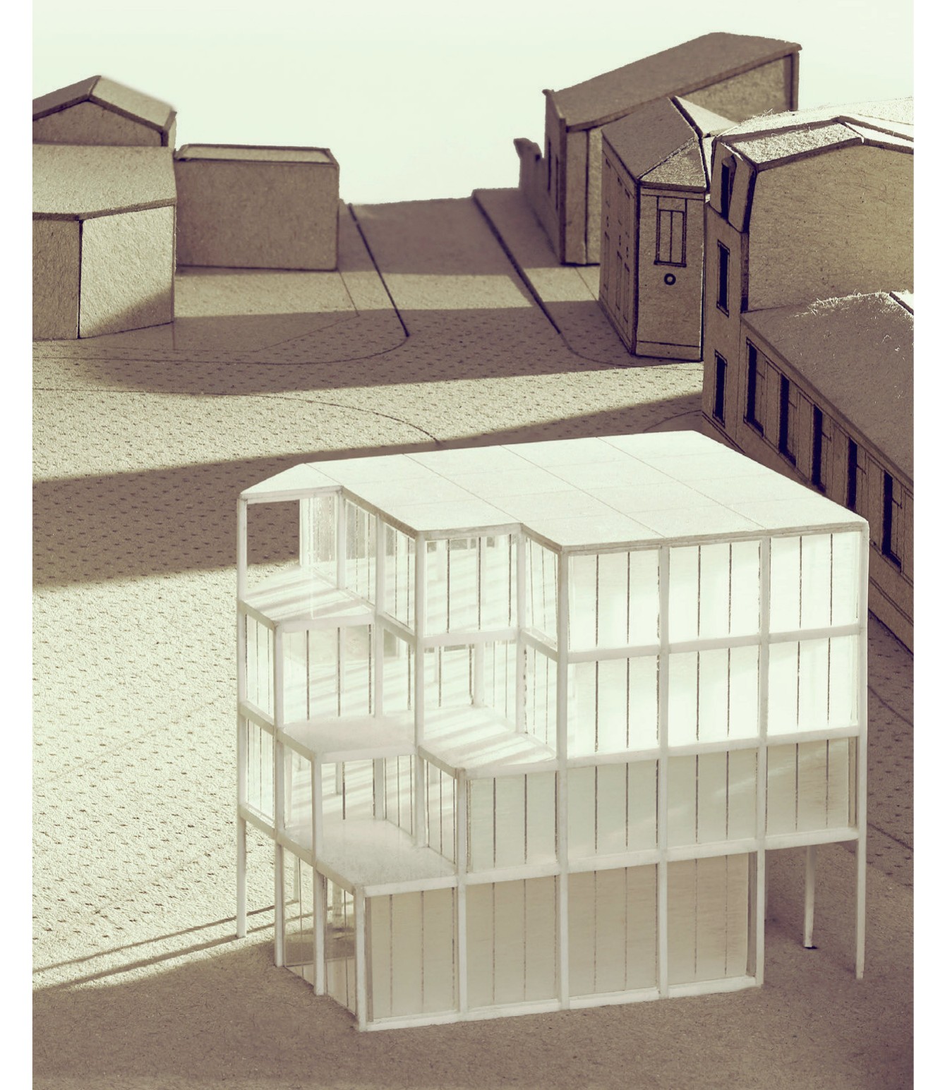 Axonométrie de la maquette de Néo-Dom-Ino à Montreuil