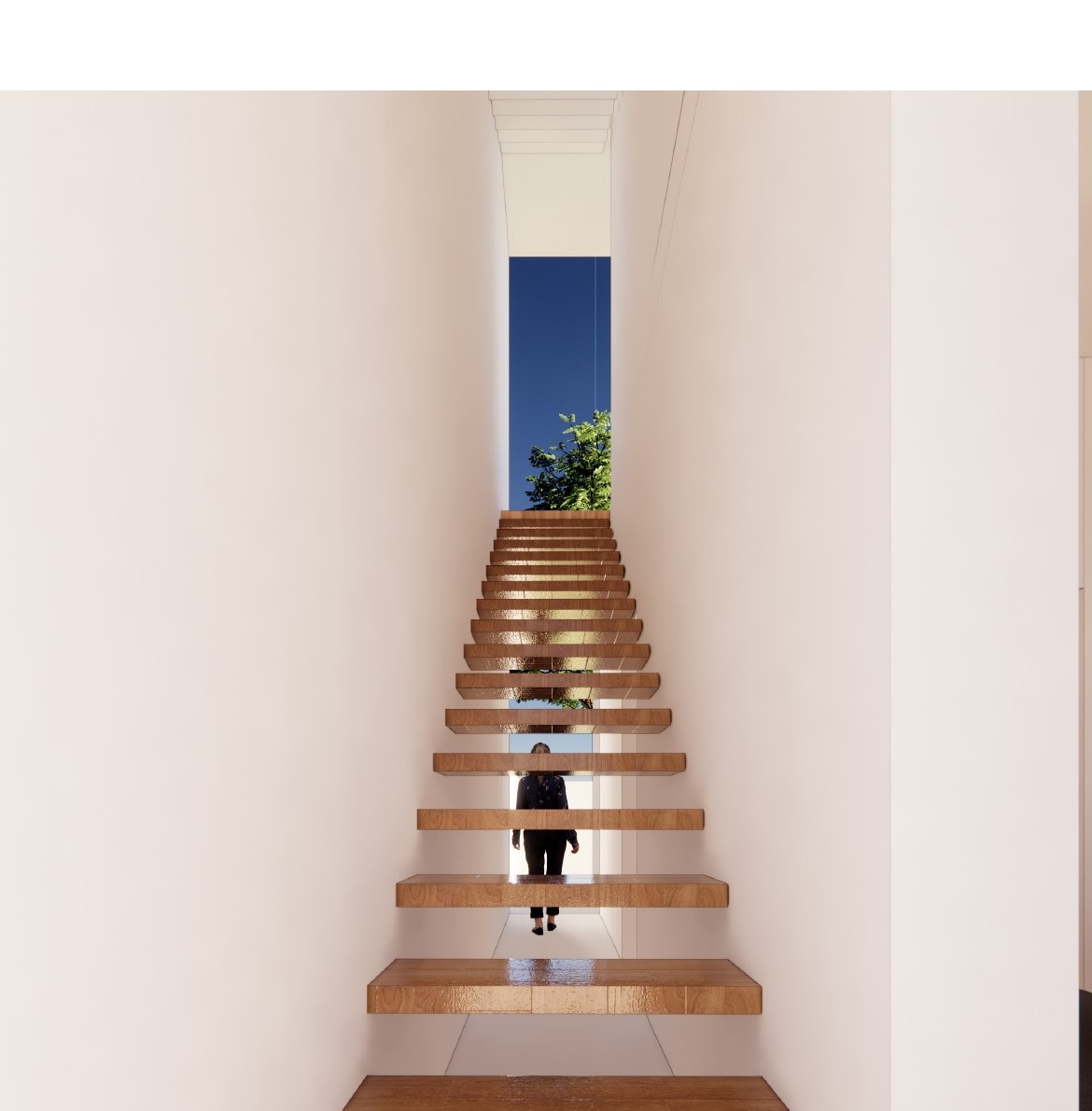 L’escalier qui dessert le nouvel étage
