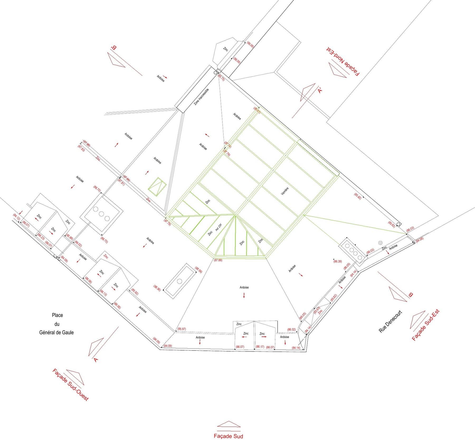Plan de la toiture projetée